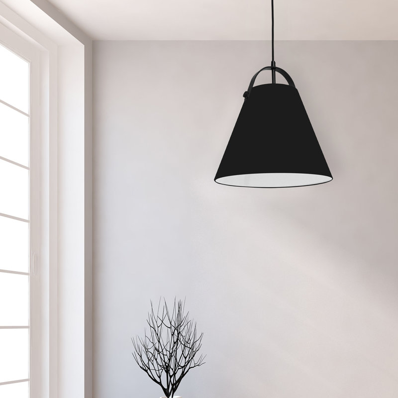 Luminaire suspendu conique 1 lumière Dipti, Noir mat, Noir