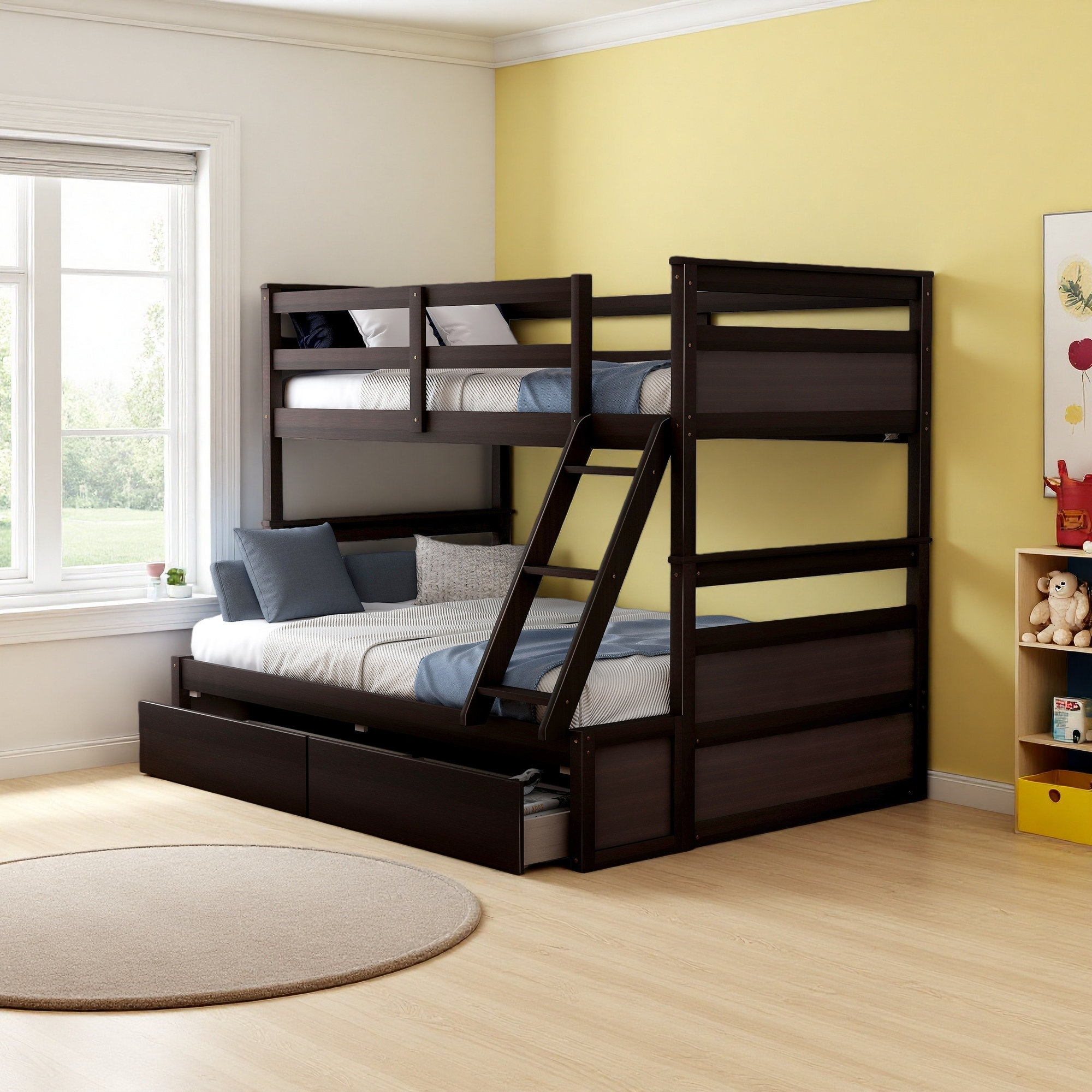 Harriet Bee Twin Over Full Bunk Bed With Storage - Wayfair Canada