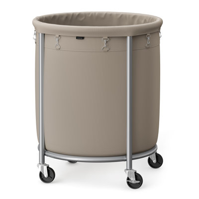 Laundry Basket With Wheels, Rolling Round Heavy-Duty Laundry Hamper Cart With Steel Frame And Removable Bag, 2 Locking Wheels