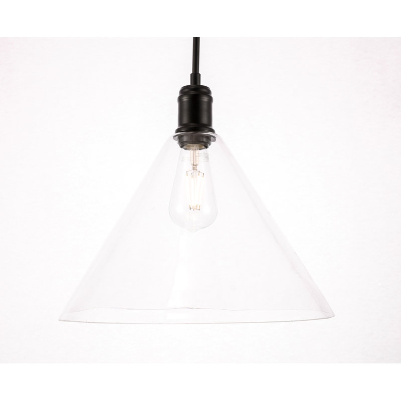 Luminaire suspendu conique à 1 lumière Sturm, Noir, H 12,6 po x l 13,75 po x p 13,75 po