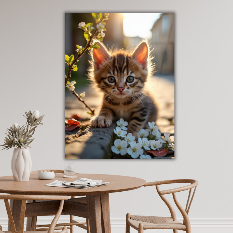 Chaton, art mural en verre trempé, H 40 po x l 30 po