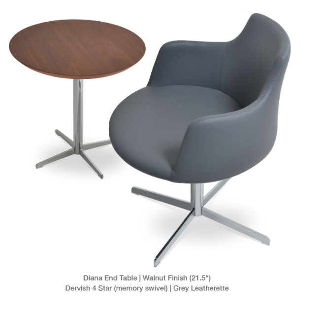Derviche 4 étoiles chaise, Chrome, Similicuir - Gris