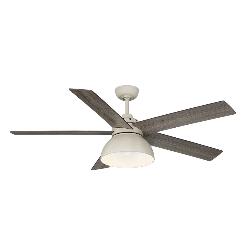52" Roir 5 - Blade LED Standard Ceiling Fan in White with Remote Control and Light Kit Included, White