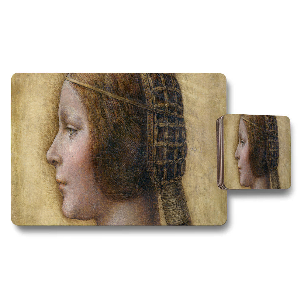 Vintage Portrait Placemat And Coaster Set For Dining Table Decor