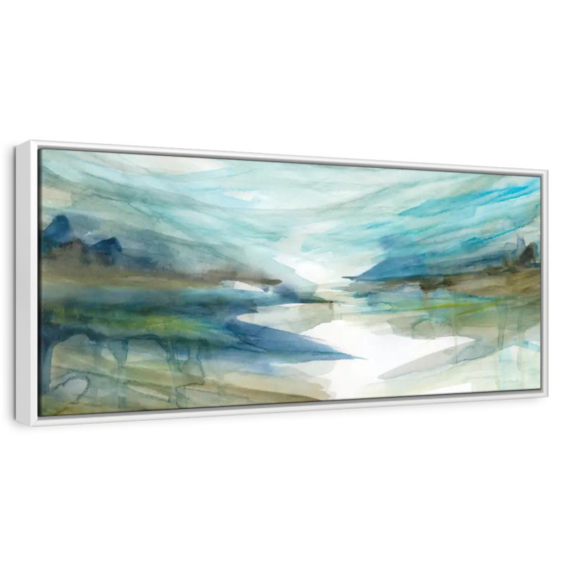 Spring Reflection II, Floating Frame White, 49" X 17"