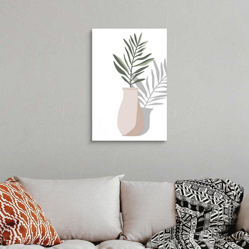 Vase et tige II, art mural, Toile tendue, H 30 po x l 20 po
