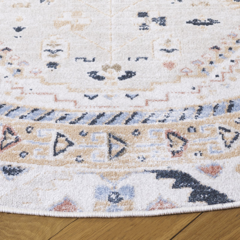 Washable Oriental Indoor Rug, Round 6'7"