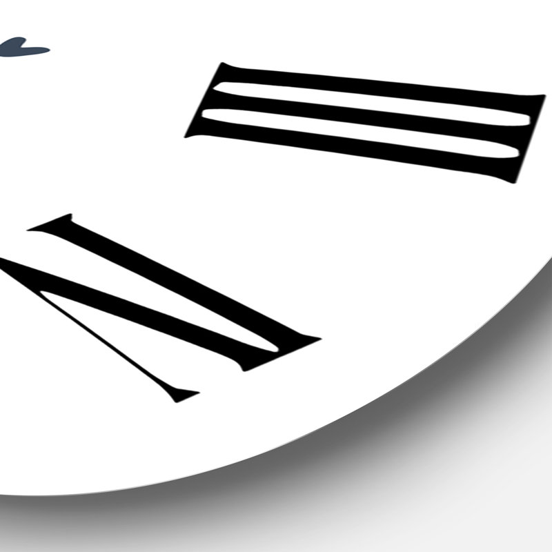 Horloge murale moderne formes élémentaires avec fleurs abstraites III, Surdimensionné