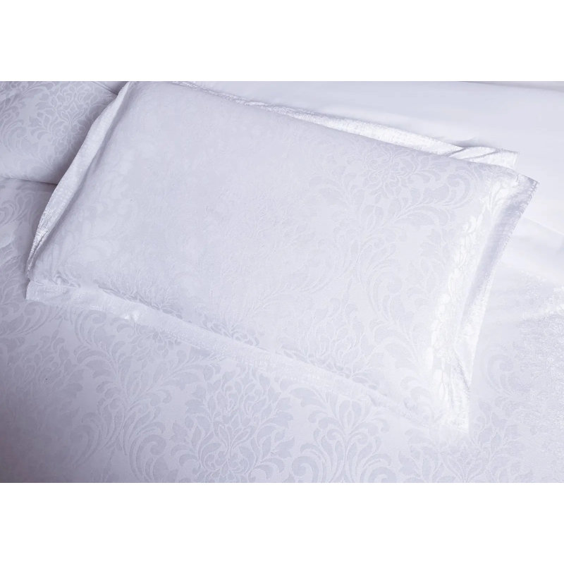 Polyester Floral Bedspread with Pillow Shams, Kingsize Bedspread + 3 Standard Shams, White