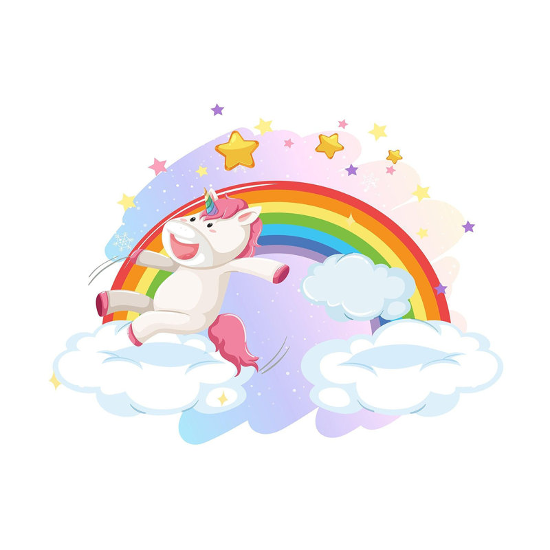 Papier peint de qualité supérieure - Ciel arc-en-ciel de licorne, L 96 po x l 120 po