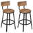 Bar Stools Set Of 2, Bar Chairs, Breakfast Stools, Kitchen Island Stools, Counter Stools With Footrest And Backrest, Metal Frame + Mdf Seat And Back, Rustic Brown-108809399
