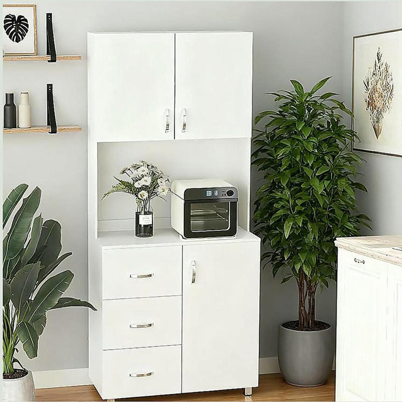 Armoire de cuisine autoportante, armoire de rangement avec 3 portes et 3 tiroirs