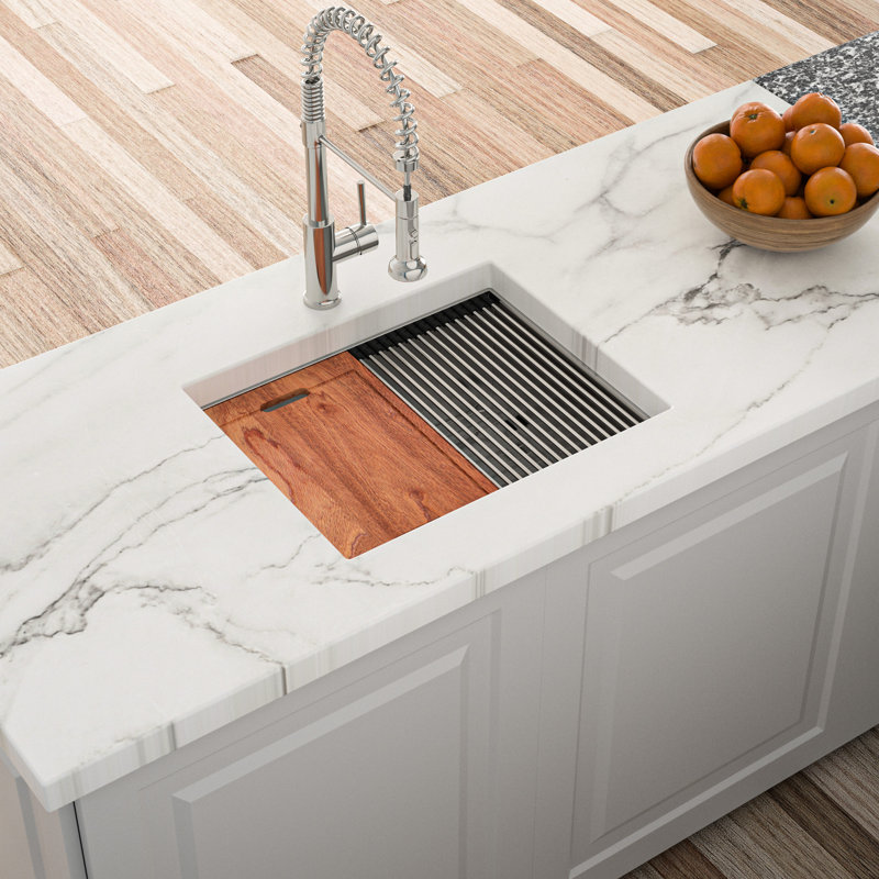 304 Stainless Steel Sink - 23X19x10, X-Shaped Water Guide For Easy Drain 16 Gauge Basin 23"X19"X10", With Installation Clips And Template