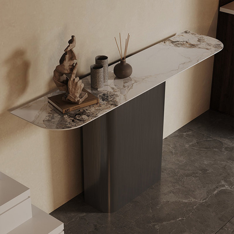 Simple yet luxurious console table, 33.46" H x 47.24" W x 13.78" D, Black