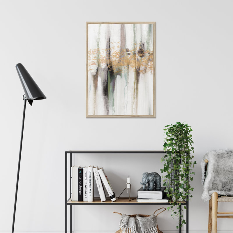 Falling Gold Leaf I by Studio W - Painting, Natural Wood Framed Paper Print, 80cm H x 55cm W