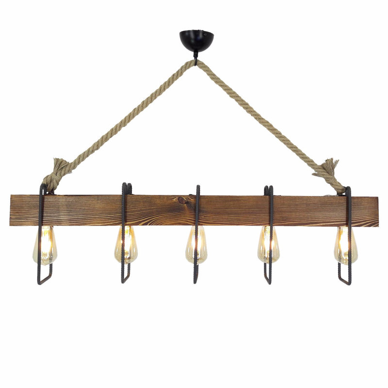 Medina 5 - Light Walnut/Black Kitchen Island Pendant