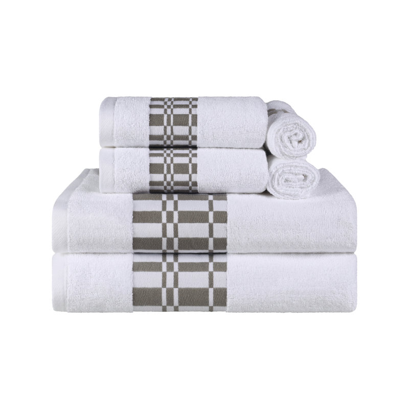 Blue Nile Mills Premium Cotton Quick Drying Bath Towels, White/Gray