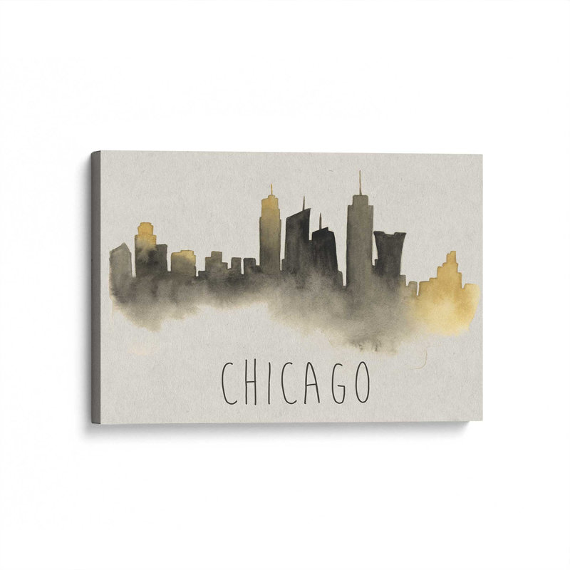 Chicago Skyline Fade, H 8 po x l 12 po, Toile tendue, Toile tendue