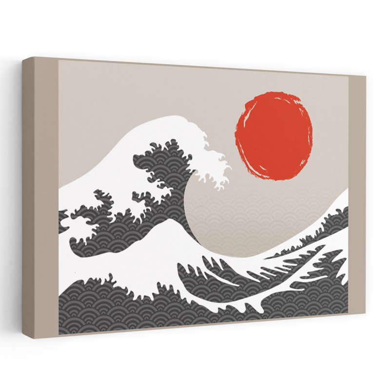Denetria Contemporary Art Abstract Geometric Retro Nature Ocean Wall Art 1 Piece Wrapped Canvas Wall Art