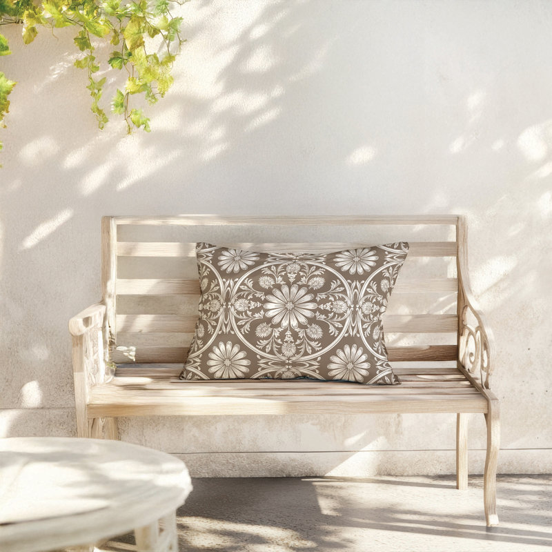 Coussin lombaire d'extérieur Daisy Tile, Brun