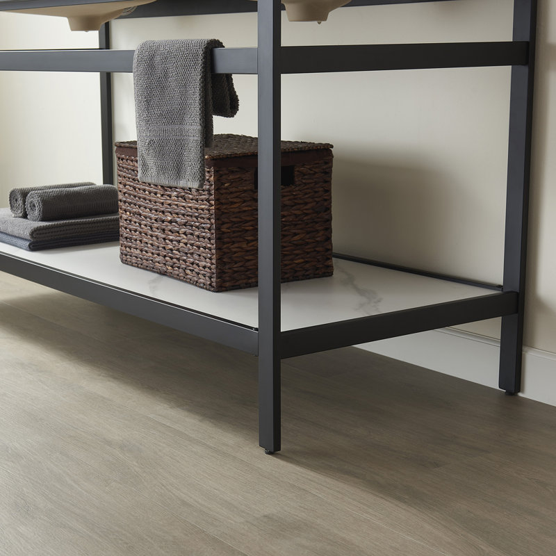 Ensemble de meuble-lavabo double 60 po Funes, Blanc montagne enneigée, Noir mat, Noir mat