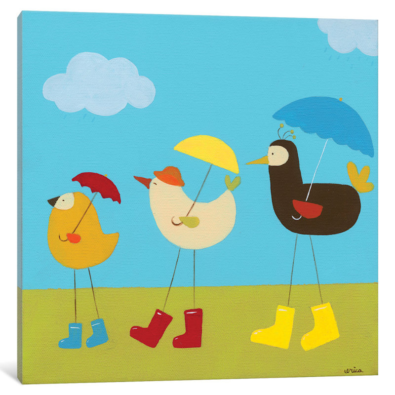 Rainy Day Birds II - reproduction sur toile, H 26 po x l 26 po x P 1,5 po, Toile tendue, Pas de tapis