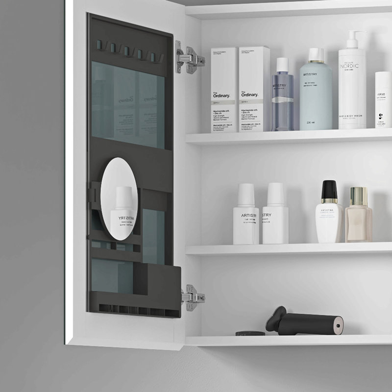 Bathroom Mirror Medicine Cabinet - Wooden Door Medicine Cabinets For Bathroom, Wall Mounted Recessed Or Surface, Bathroom Mirror With Storage