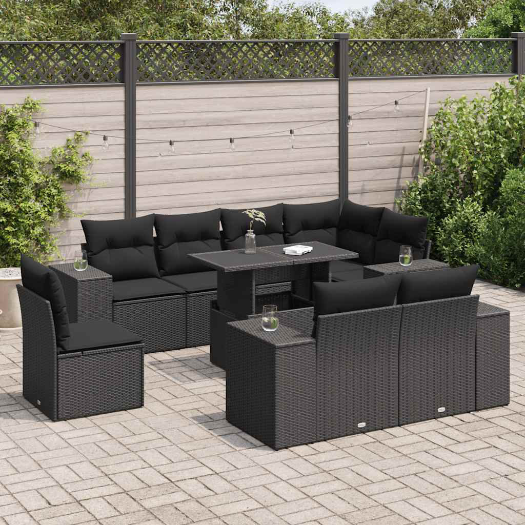 Vidaxl 9-Tlg. Garten-Sofagarnitur Mit Kissen Beige Poly Rattan