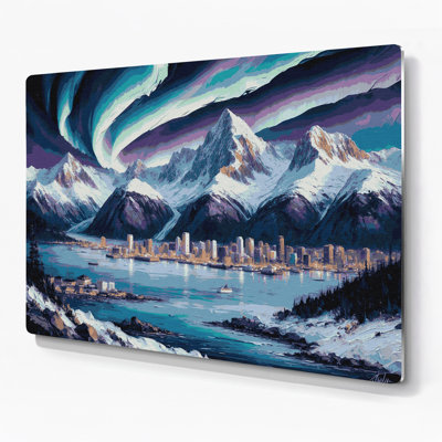 Art mural gris avec villes en Alaska