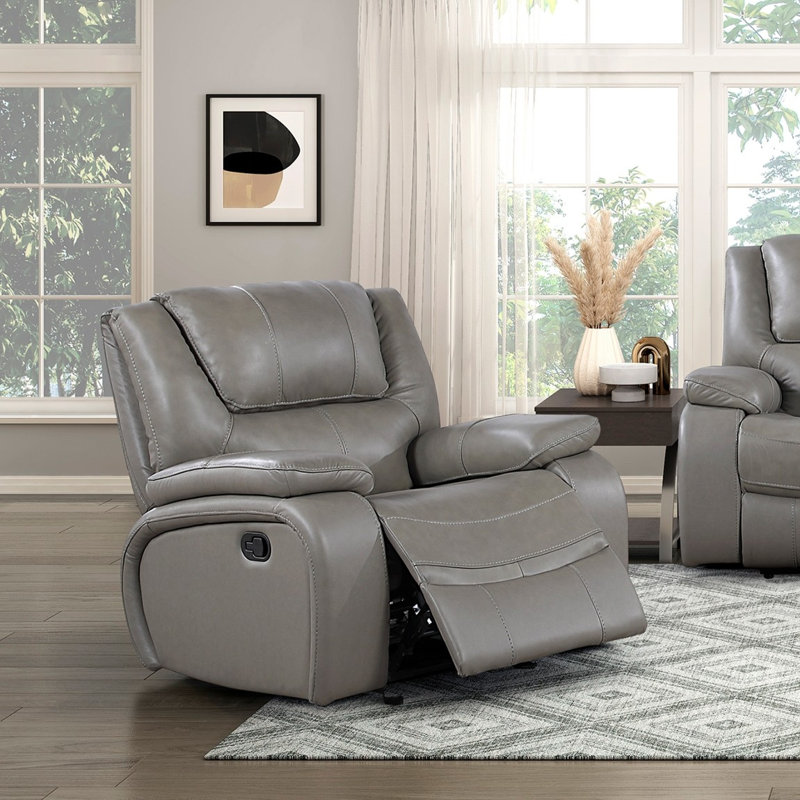 Ensemble de canapés inclinables en cuir gris Ensemble de canapé-lit 3 pièces Luxury Comfort