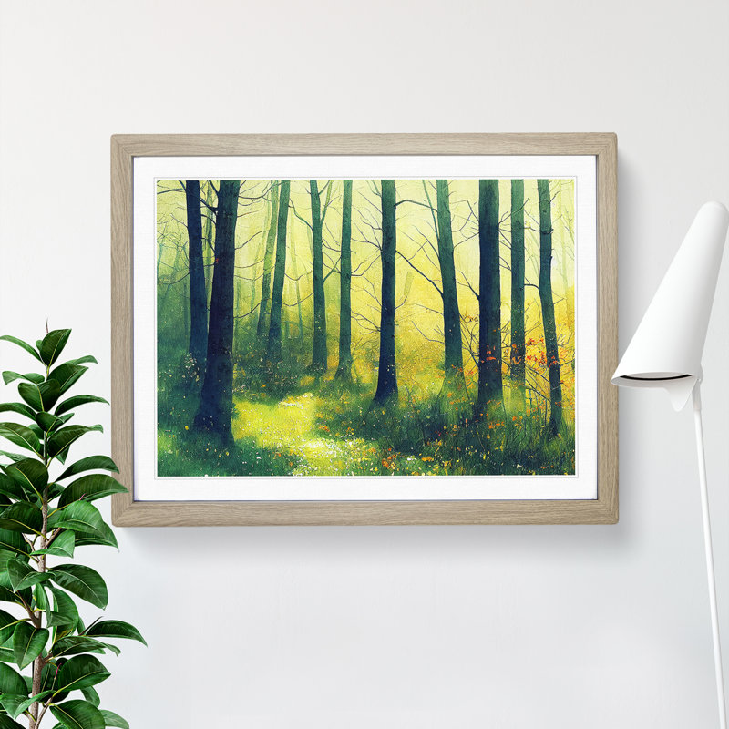 Spring Forest in Watercolour Vol.1 - Framed Print, 34cm H x 46cm W x 2cm D, Oak Framed