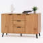 Armoire de cuisine de 47,2 po, 3 tiroirs et 2 portes, en bois naturel, structure robuste, buffet polyvalent, couleur bois, fabrication
