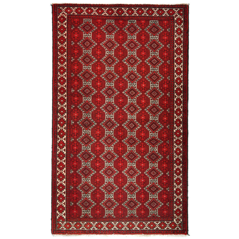 Tapis oriental antique rouge tribal 4 x 6 pi 5 po