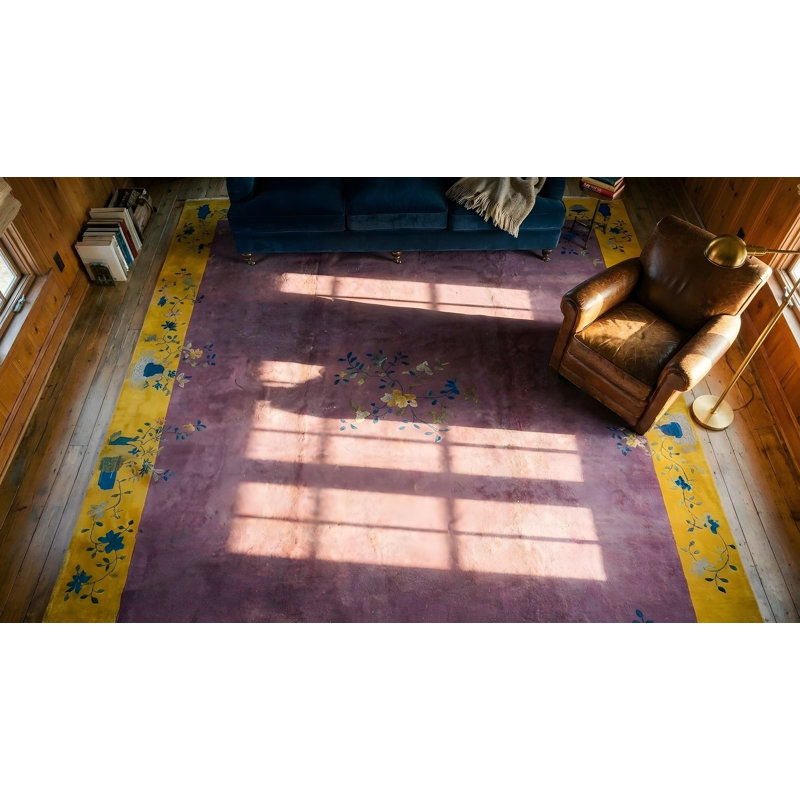 Hand Knotted Wool Area Rug in Purple