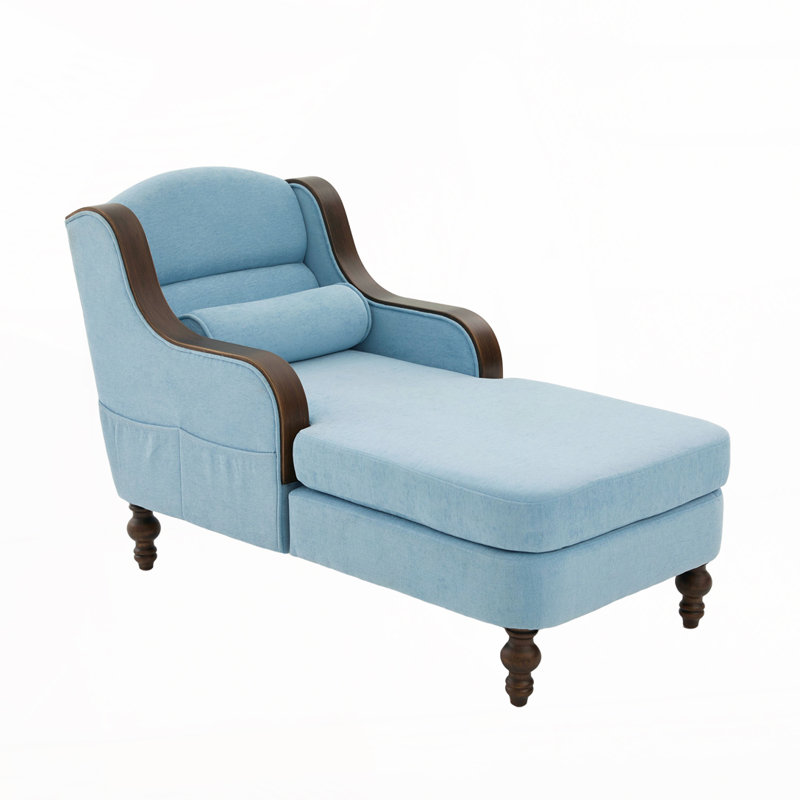 Chaise longue surdimensionnée en chenille, Bleu clair