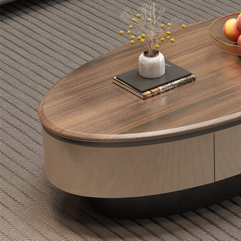 Table basse vintage ovale en bois massif