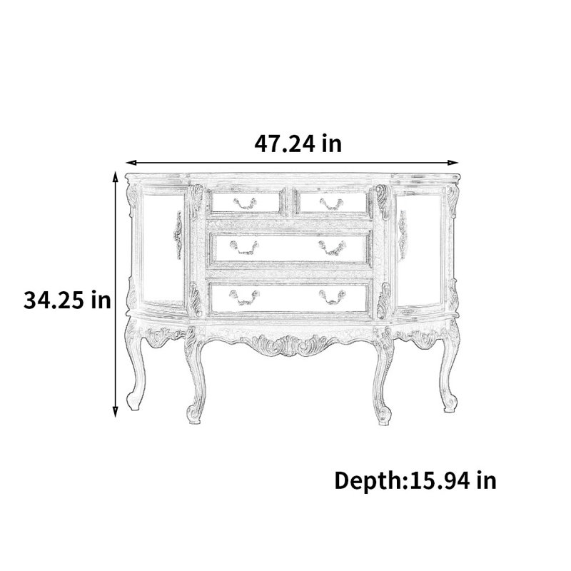 Armoire de rangement avec buffet décoratif American, Brun et bleu