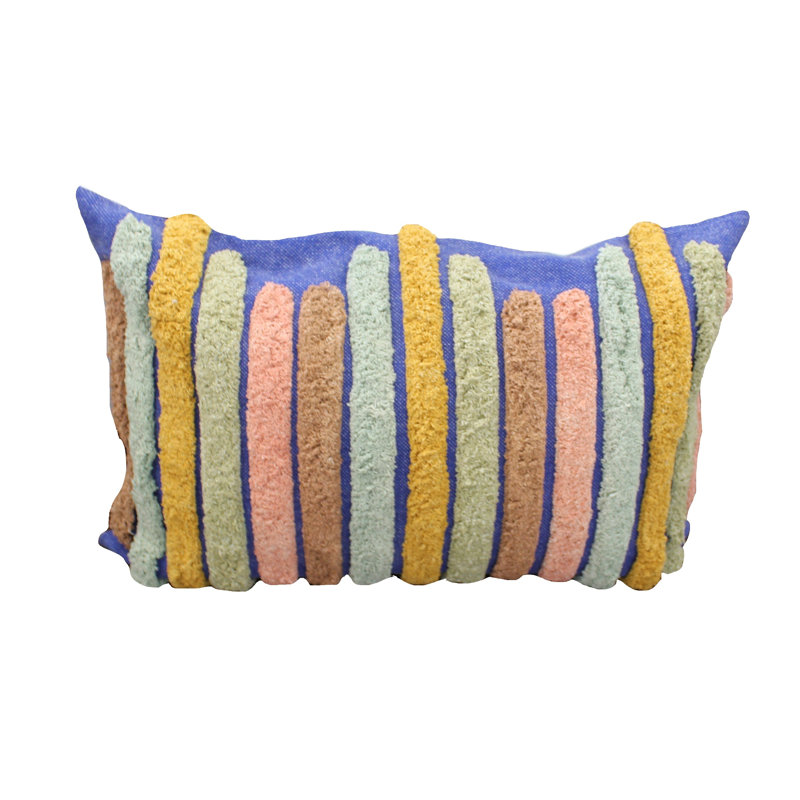 Housse de coussin lombaire touffetée multicolore