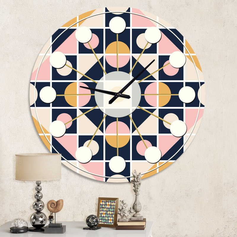 Horloge murale géométrique Mid-Century, Moyenne