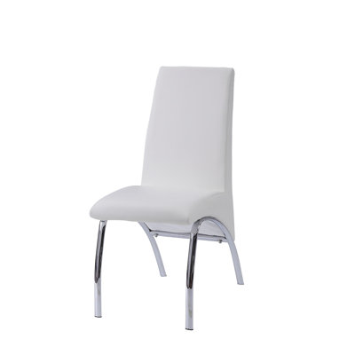 Pervis White Synthetic Leather & Chrome Finish Side Chair (Set Of 2)