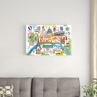 «Paris Map» par Farida Zaman, reproduction d'art sur toile tendue