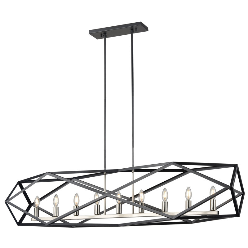 Pettigrew 9 - Light Kitchen Island Pendant, Satin Nickel/Graphite