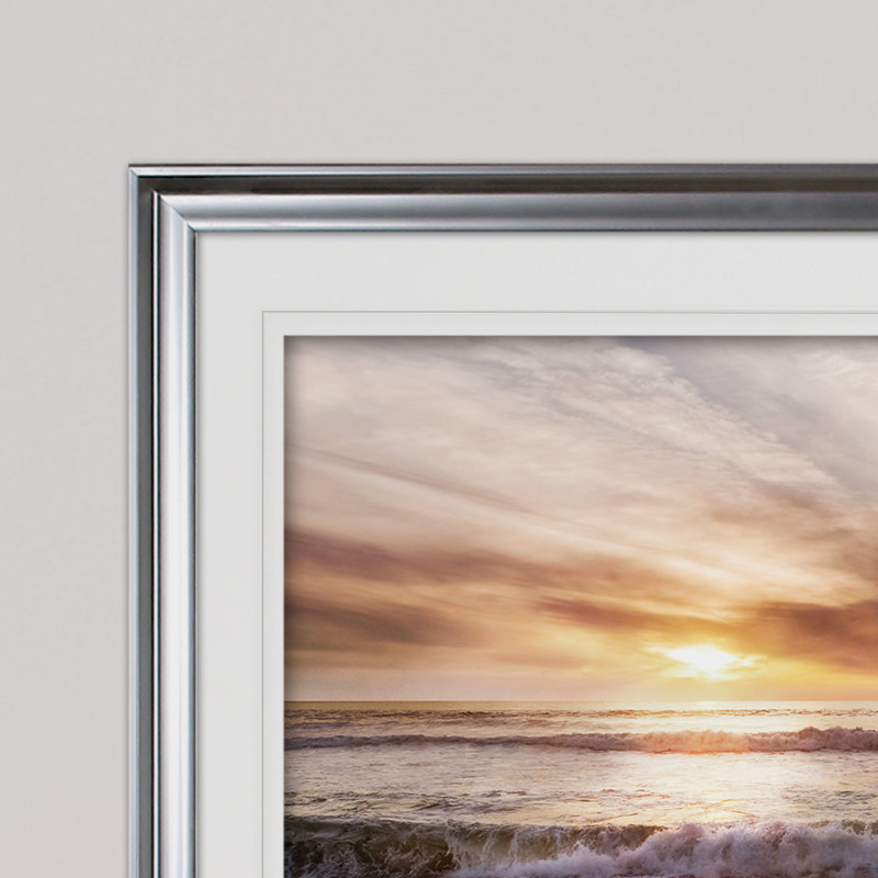 Point Reyes Beach Sunset - reproduction de cadre photo, argent, H 30 po x l 40 po x P 1,5 po
