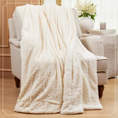 Jeté pour canapé, fausse fourrure et sherpa doux et luxueux, jets chauds pour le lit, cadeau pour les femmes, couvertures décoratives pour la literie pour fauteuil, 65 x 50