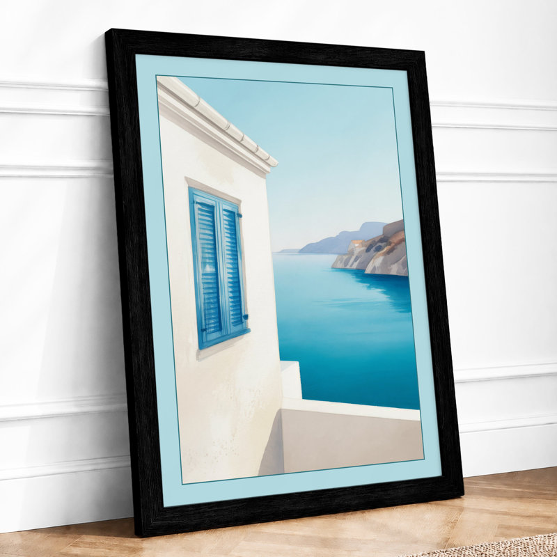 Mediterranean Seascape Coastal - Print, A2 - 59.4 x 42.0 cm, Black