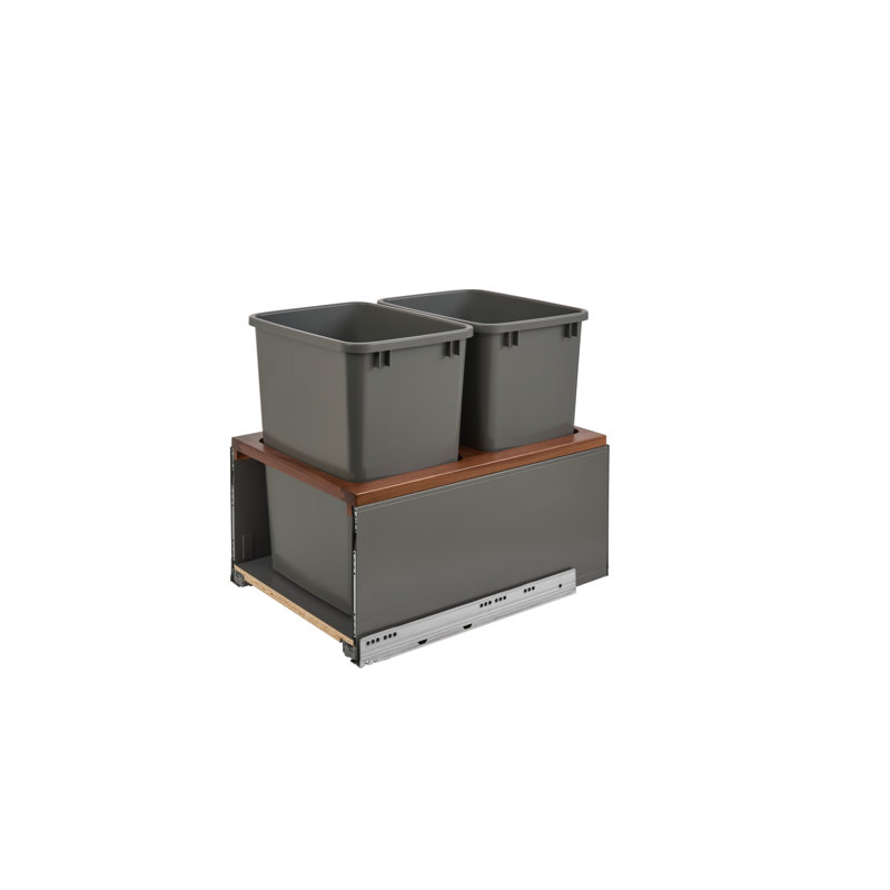 Rev-A-Shelf Legrabox Pull Out Double Waste/Trash Container with Soft Close, Orion Gray, 8.75 Gallons