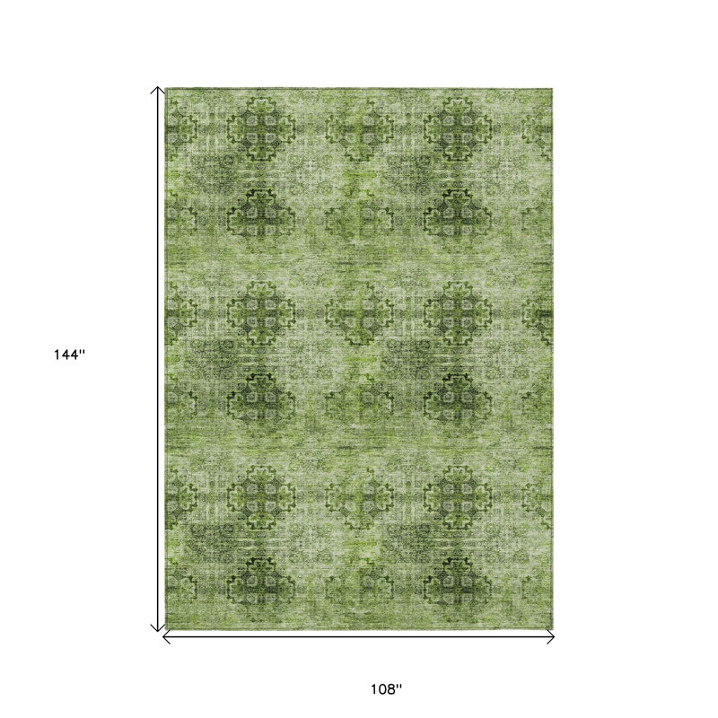 Tapis intérieur / extérieur vert olive antidérapant lavable, Rectangle 9 pi x 12 pi