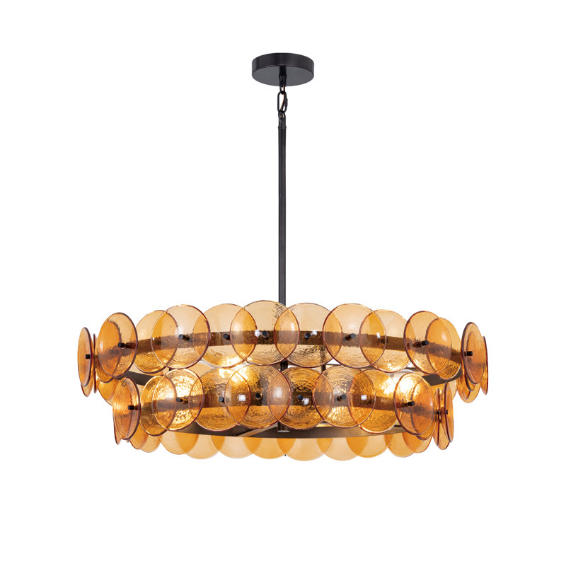 Loren-Multi-Tier Chandelier, Gunmetal/Amber