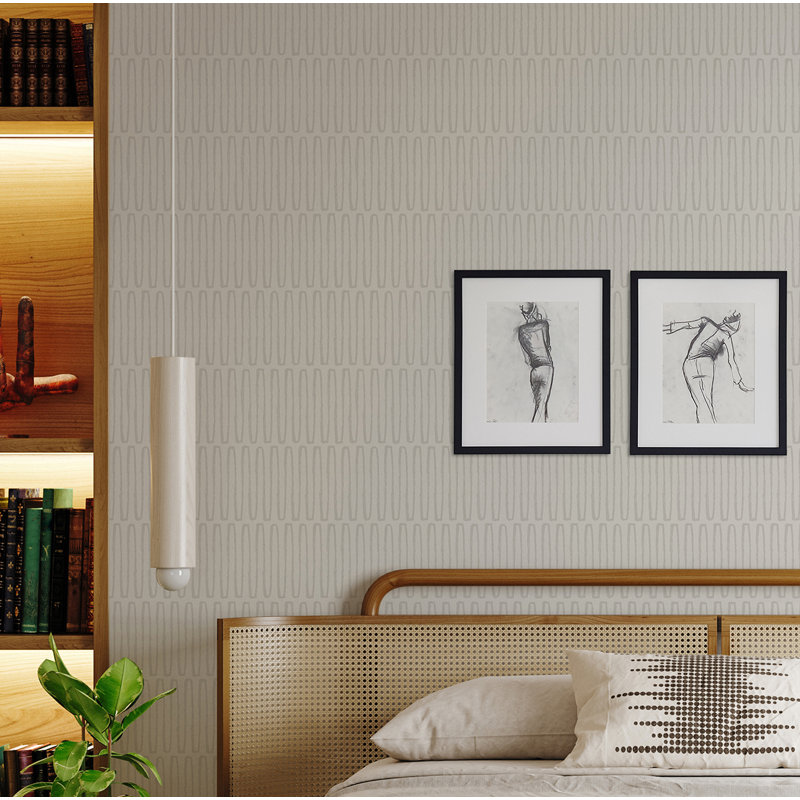 Hannah Geometric Wallpaper Roll, Light Gray