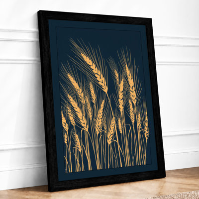 Golden Grain Stalks Botanical - Framed Print